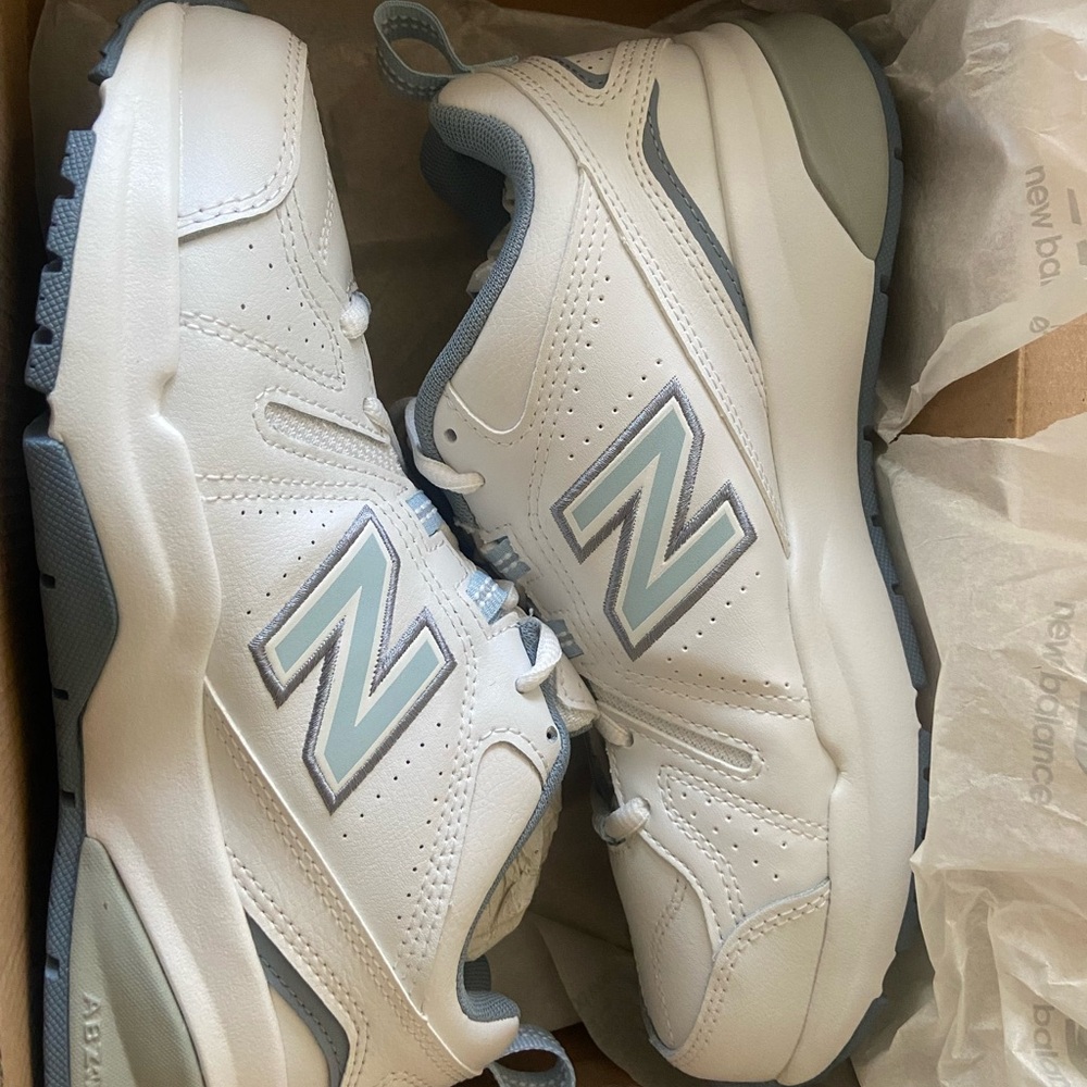 New Balance Women’s' White and Light Blue Sneakers